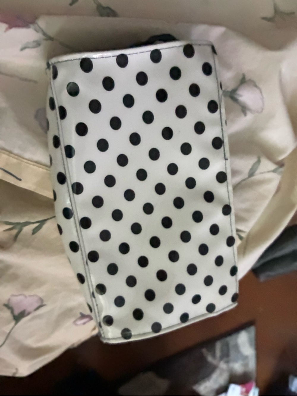 Lacome Polka Dot White and Black Women's makeup bag